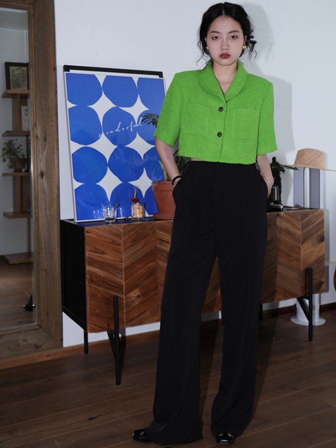 Waist Tucked Fabric Pants HL3921