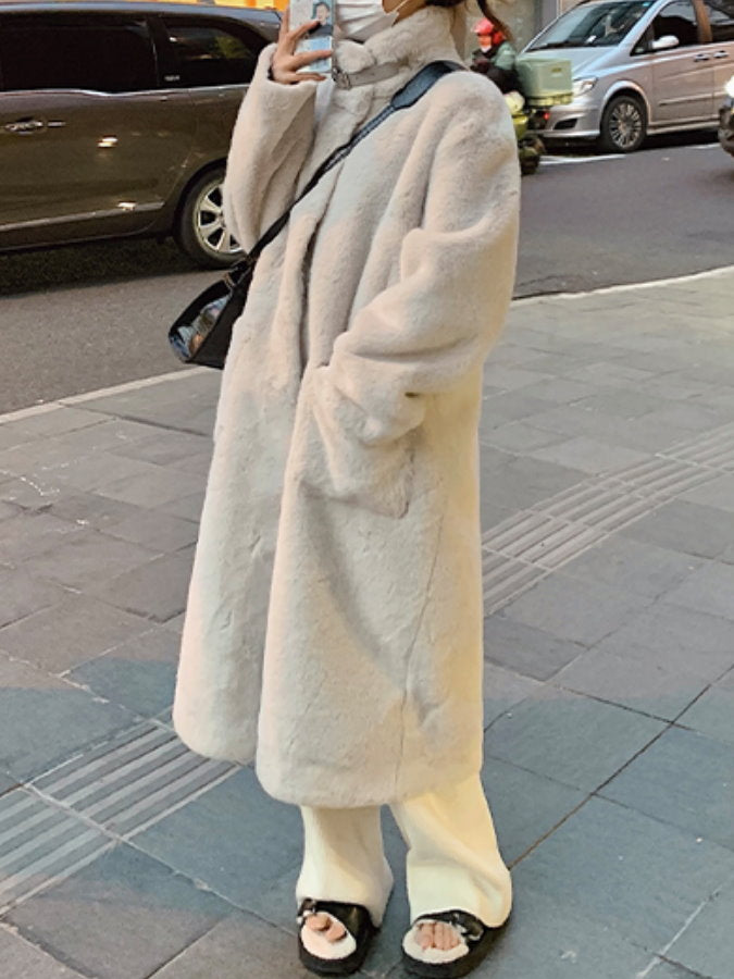 Stand Collar Fur Coat HL9593