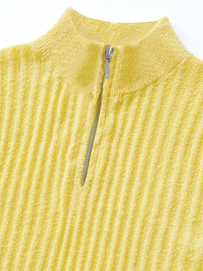 Half zip turtleneck ribbed sweater HL4121