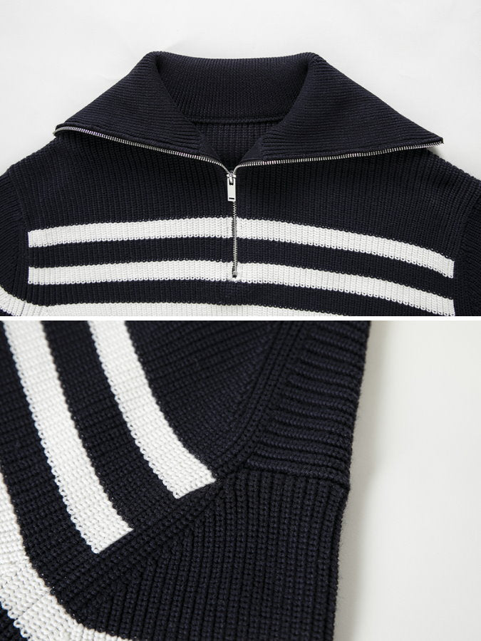 Striped half zip up sweater HL4043