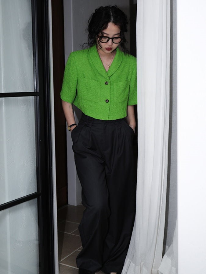 Waist Tucked Fabric Pants HL3921