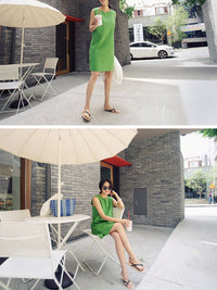 Sleeveless Vitamin Collar Dress HL3715