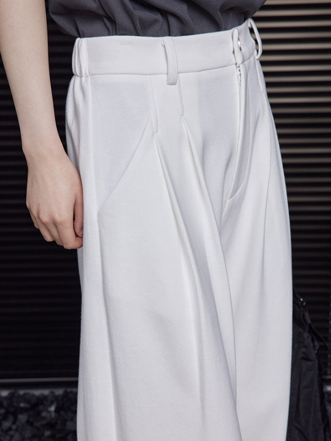 Loose straight white wide pants_BDHL4394