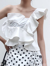 Voluminous Ruffle One Shoulder Blouse_9196