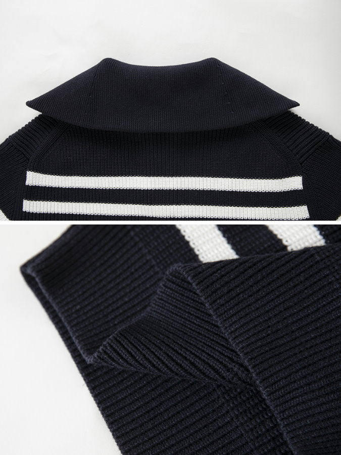 Striped half zip up sweater HL4043