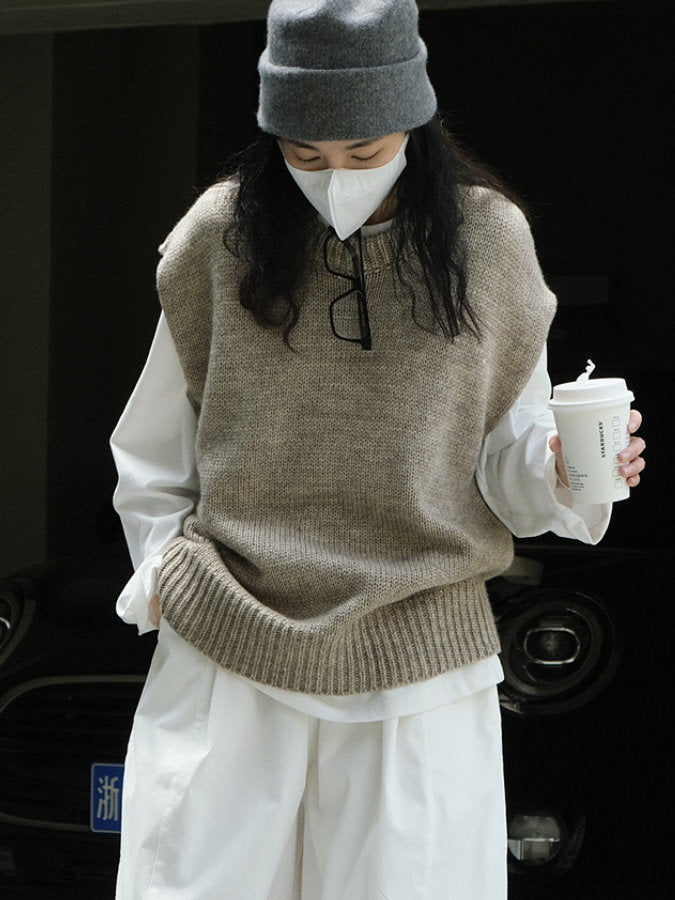 寬袖孔針織背心 HL3837