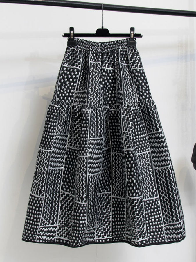 Geometric Jacquard Skirt HL9759