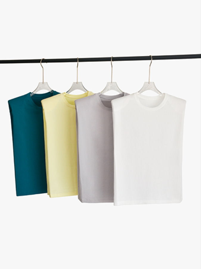 Power Shoulder Sleeveless Shirts_BDHL4371