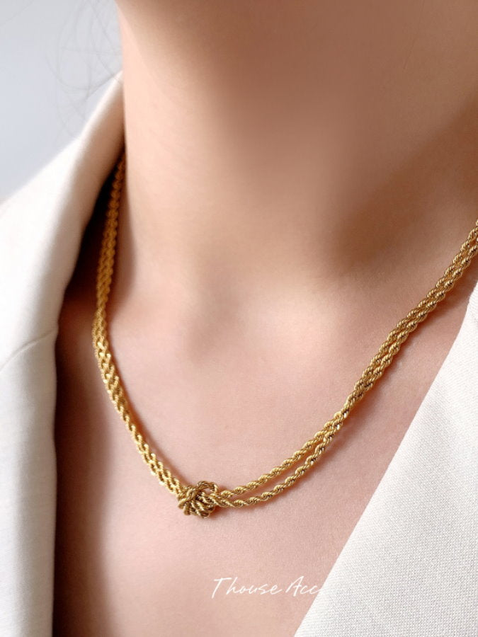 Double Tie Chain Necklace_HL9663