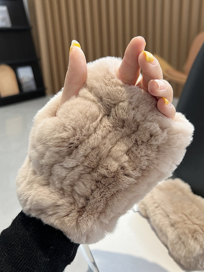 Fingerless Fur Gloves HL4062