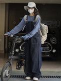 Wide leg denim overalls_BDHL4409 - HELROUS