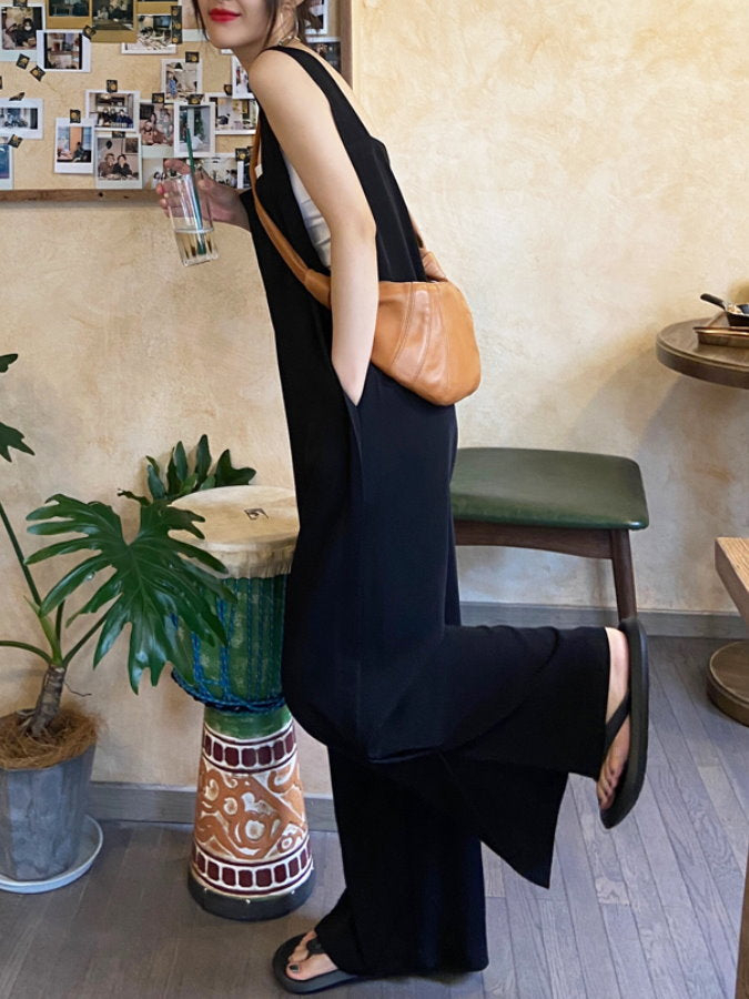 Hem Slit Salopette Overalls_HL3628