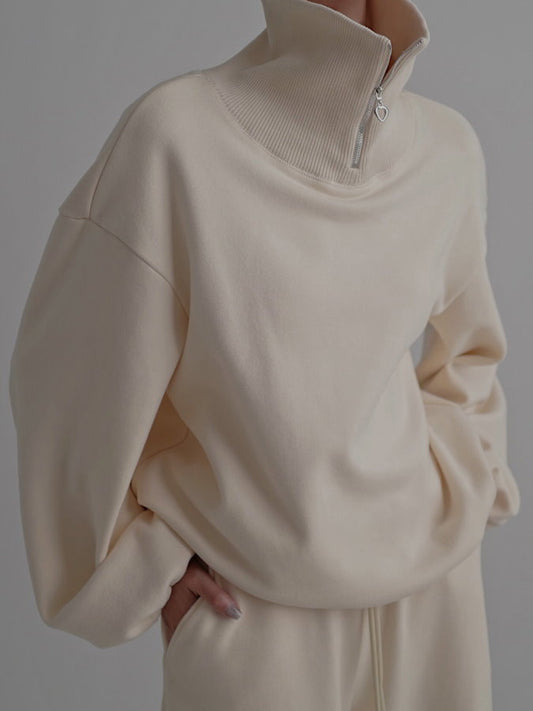 Ribbed Turtle Zip Pullover HL4262