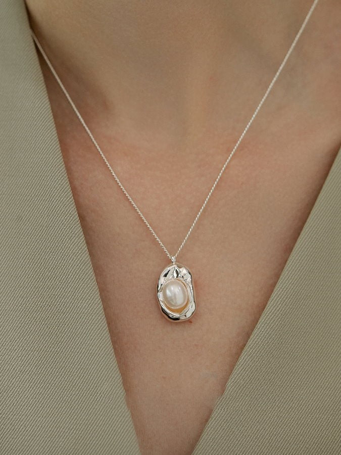 Bean Pendant Pearl Necklace_HL4303