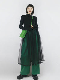 soft single-layer see-through gauze skirt_BDHL4309