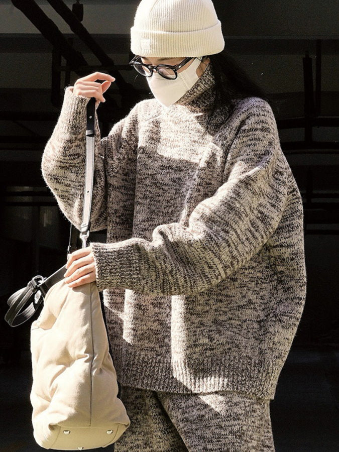 Ribbed Turtle Oversized Sweater HL4218