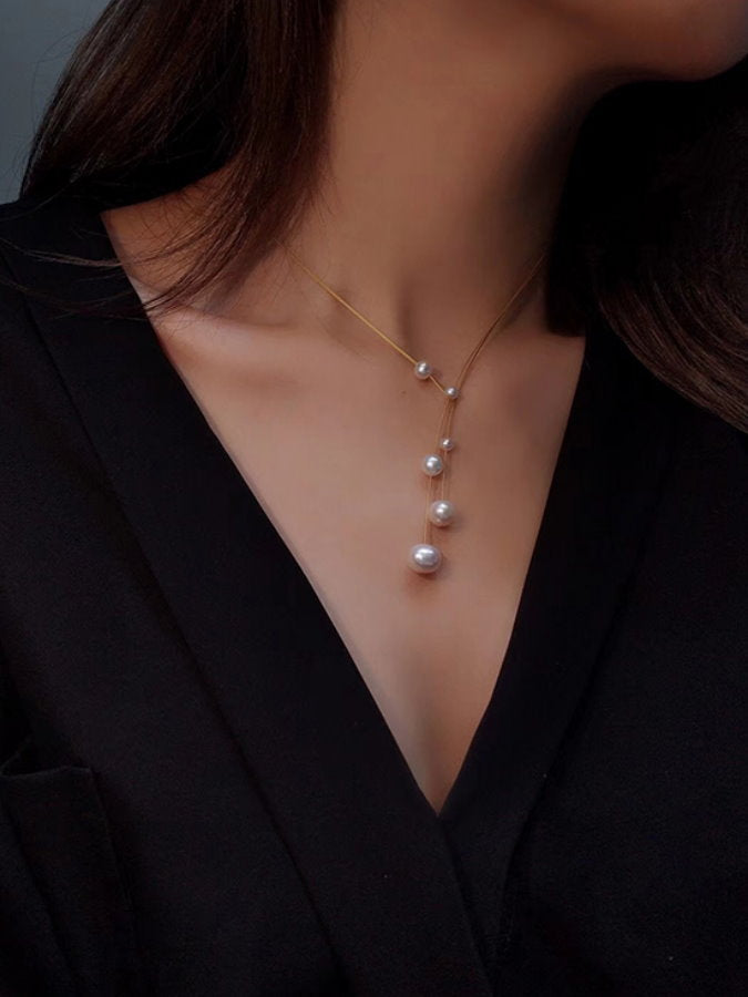 Loop Tie Pearl Necklace HL9755
