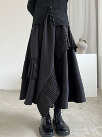 Random Pleats Long Skirt_HL9664