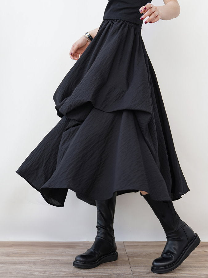 Irregular Gather Tucked Skirt HL3926 - HELROUS