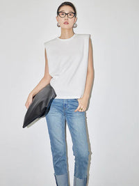 Power Shoulder Sleeveless Shirts_BDHL4371