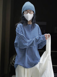 loose slim striped long T shirt_BDHL4311