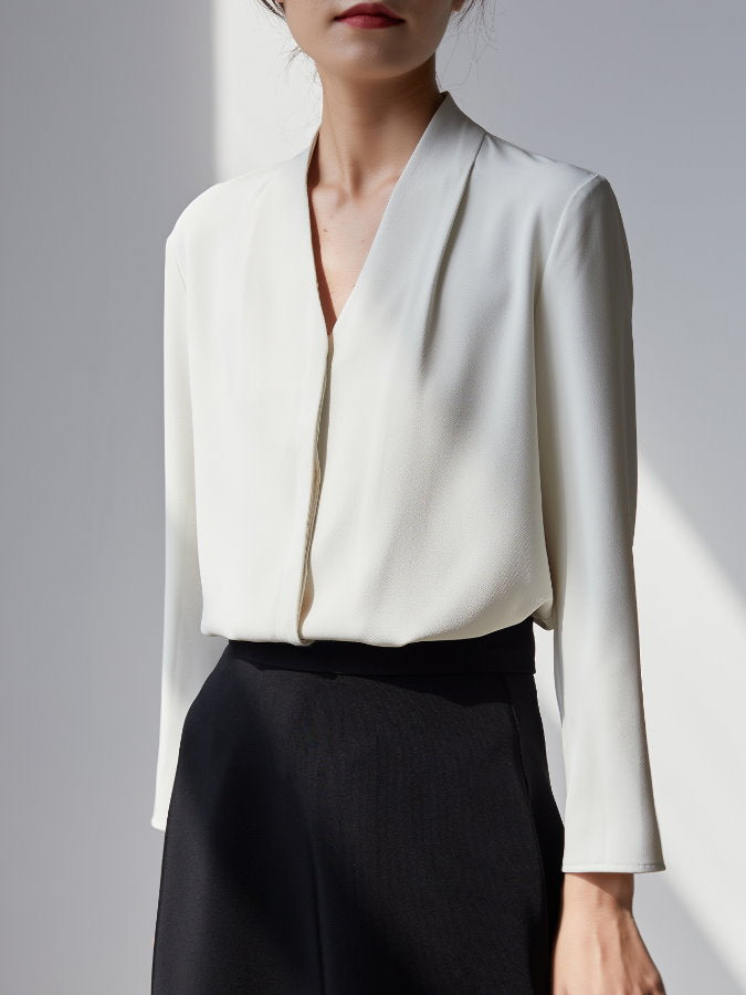 Fly Front V Neck Blouse HL3517