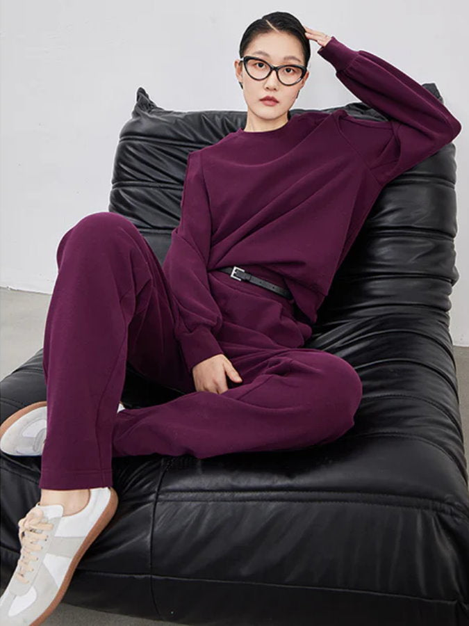 Round Neck Sweater Straight Pants Setup_BDHL4333