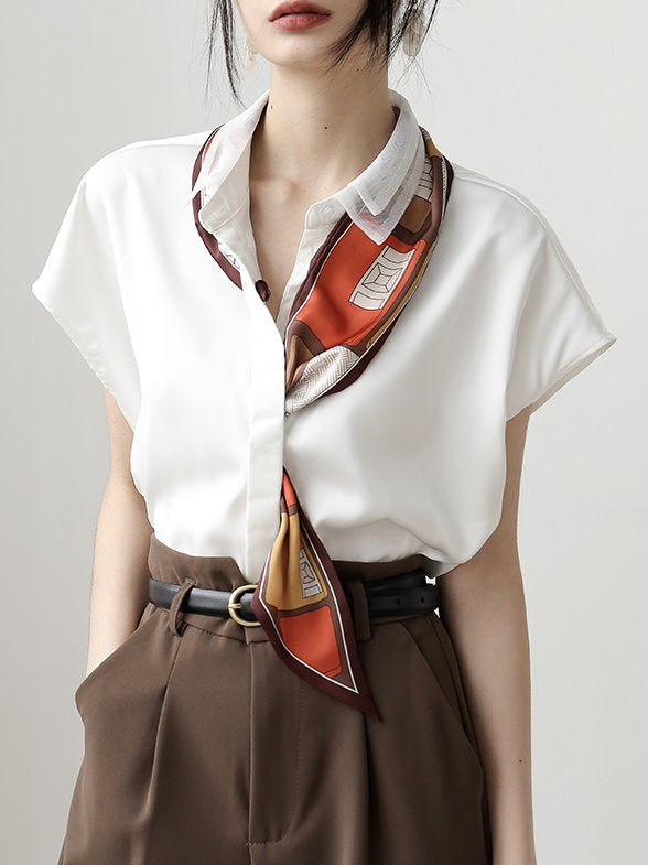 Narrow Scarf Chiffon Blouse 9118