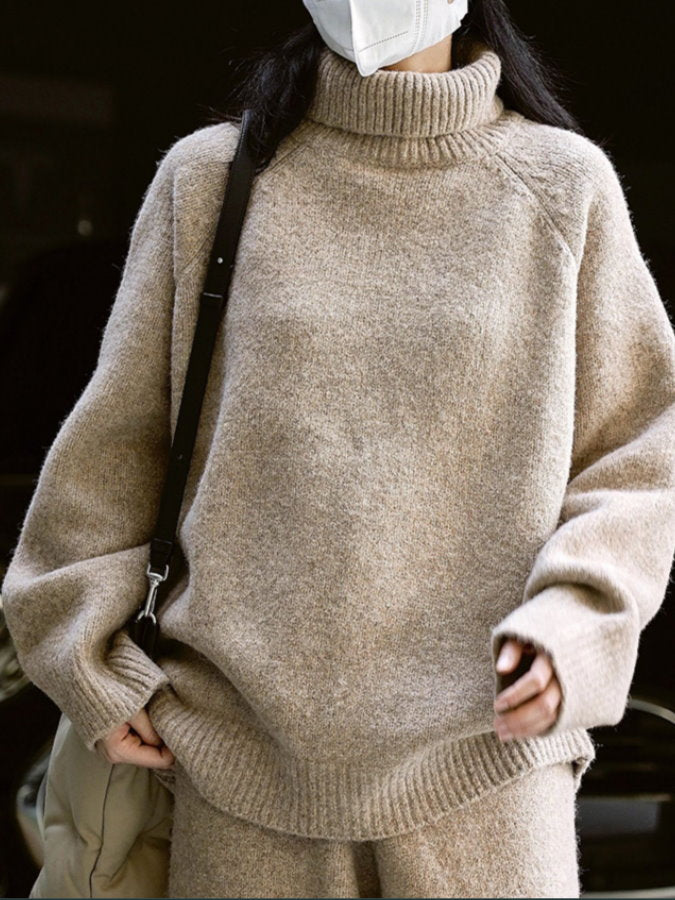 Ribbed Turtle Oversized Sweater HL4218