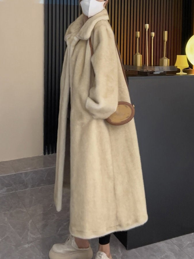 Stand collar faux fur coat HL4154
