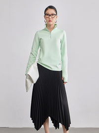 Asymmetrical Hem Pleated Skirt HL4282