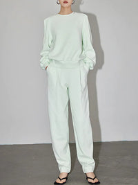 Round Neck Sweater Straight Pants Setup_BDHL4333