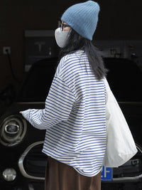 loose slim striped long T shirt_BDHL4311