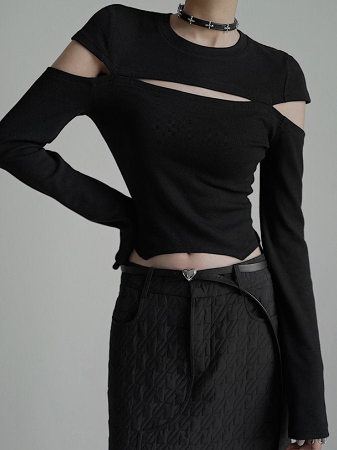 Cut-out long sleeve knit HL4077