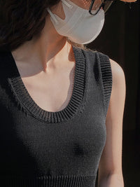 U Neck Knit Tank Top_BDHL4406