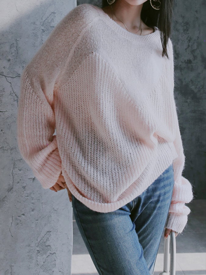 Gradient Mohair Loose Knit Pullover_BDHL4350