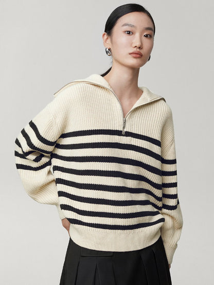 Striped half zip up sweater HL4043