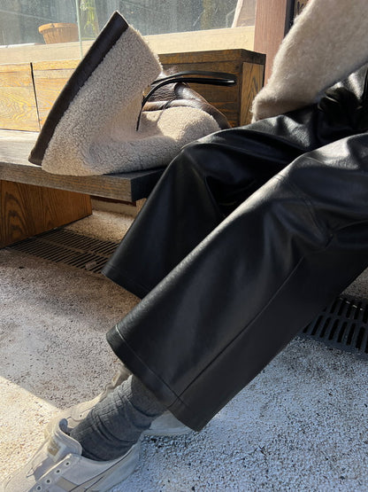 Faux leather ankle pants HL4066