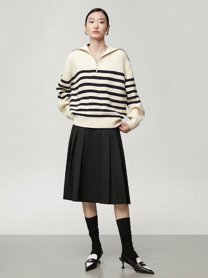 Striped half zip up sweater HL4043