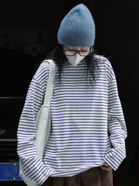 loose slim striped long T shirt_BDHL4311