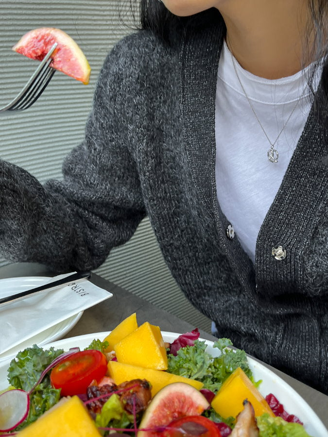 Snap button v-neck knit cardigan HL4067