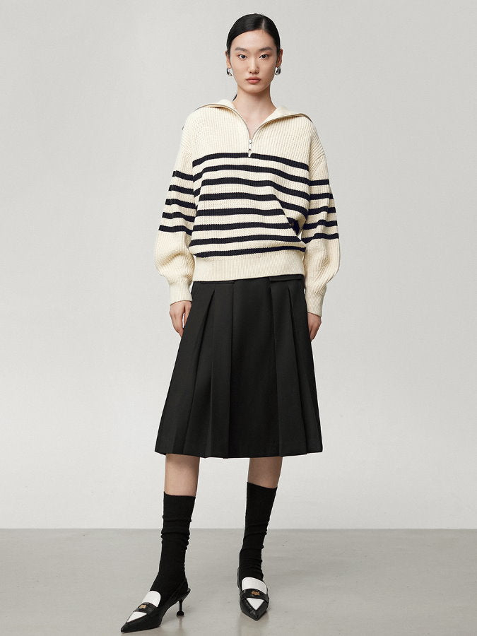 Striped half zip up sweater HL4043