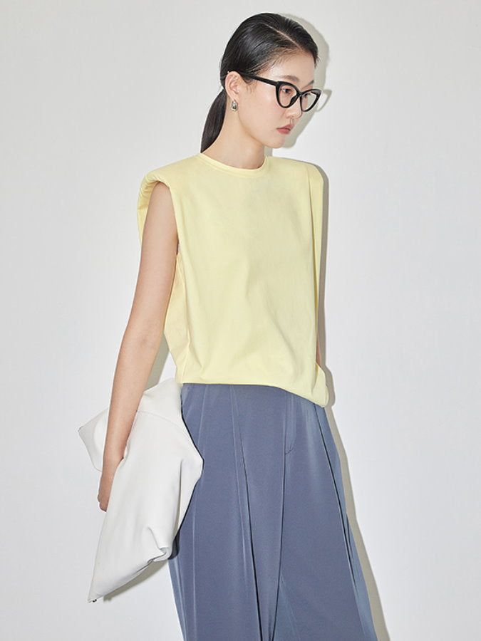 Power Shoulder Sleeveless Shirts_BDHL4371