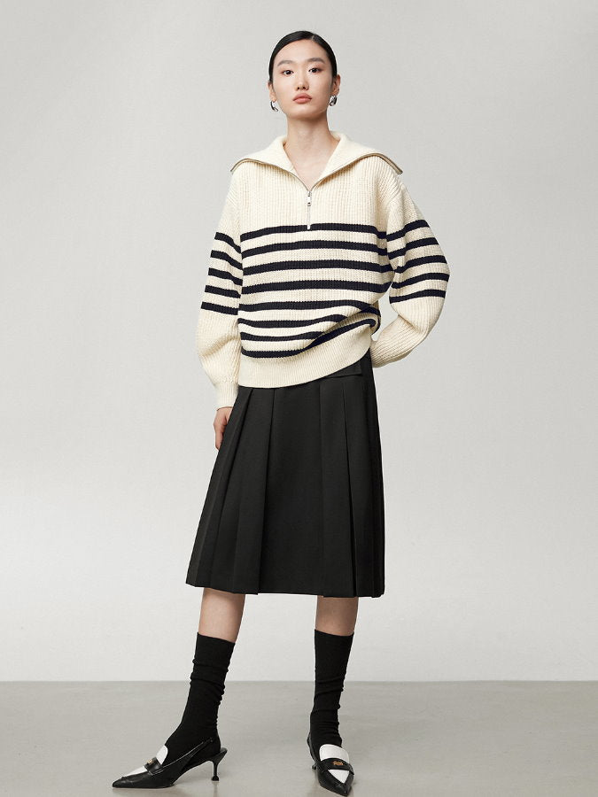 Striped half zip up sweater HL4043