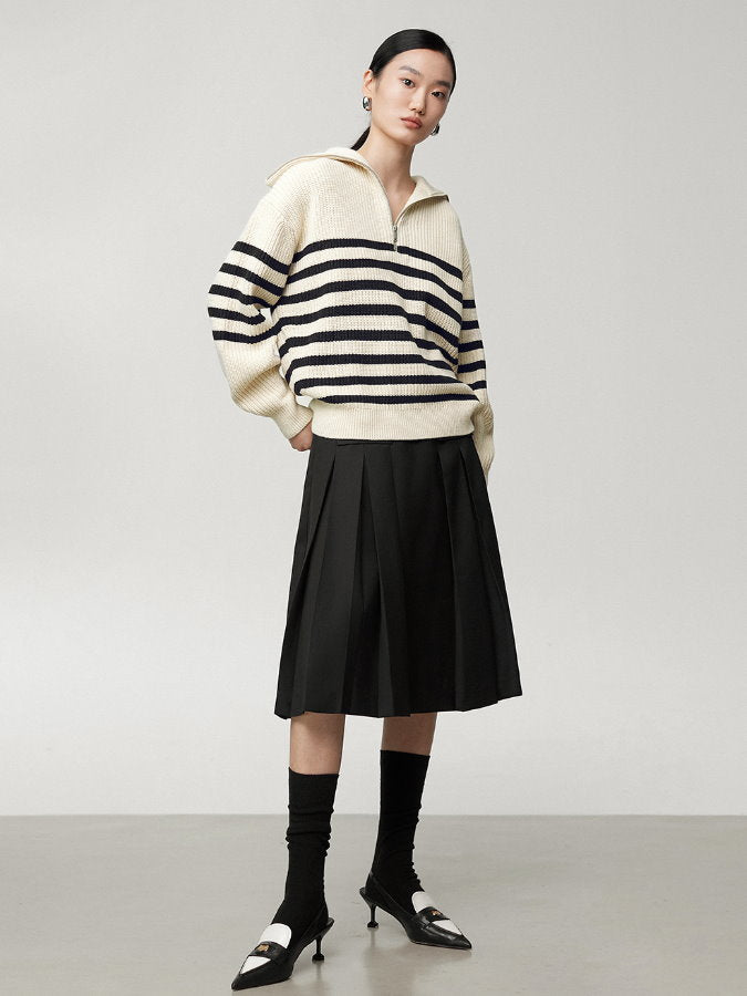 Striped half zip up sweater HL4043