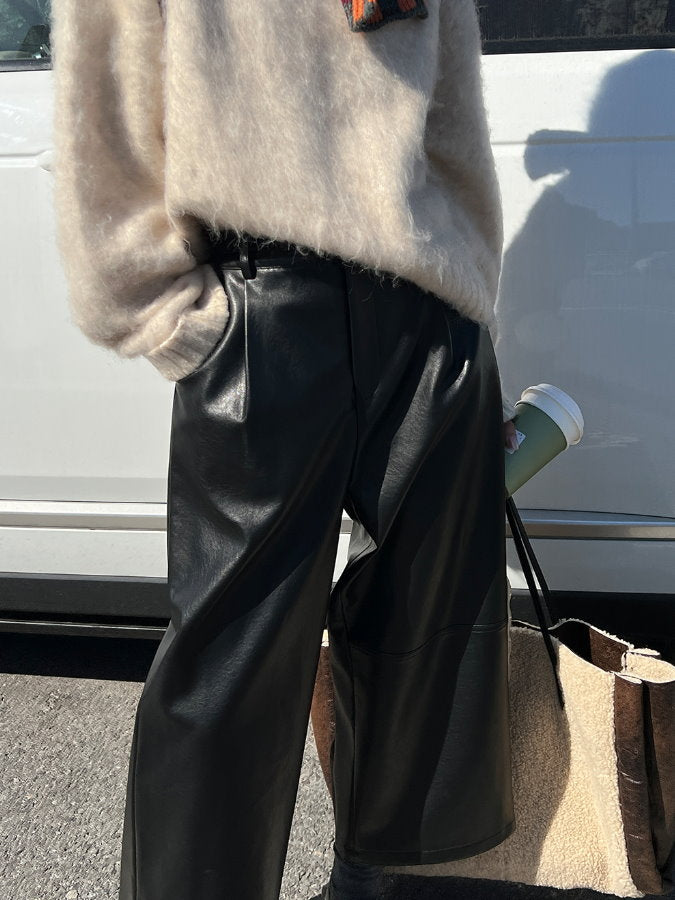 Faux leather ankle pants HL4066