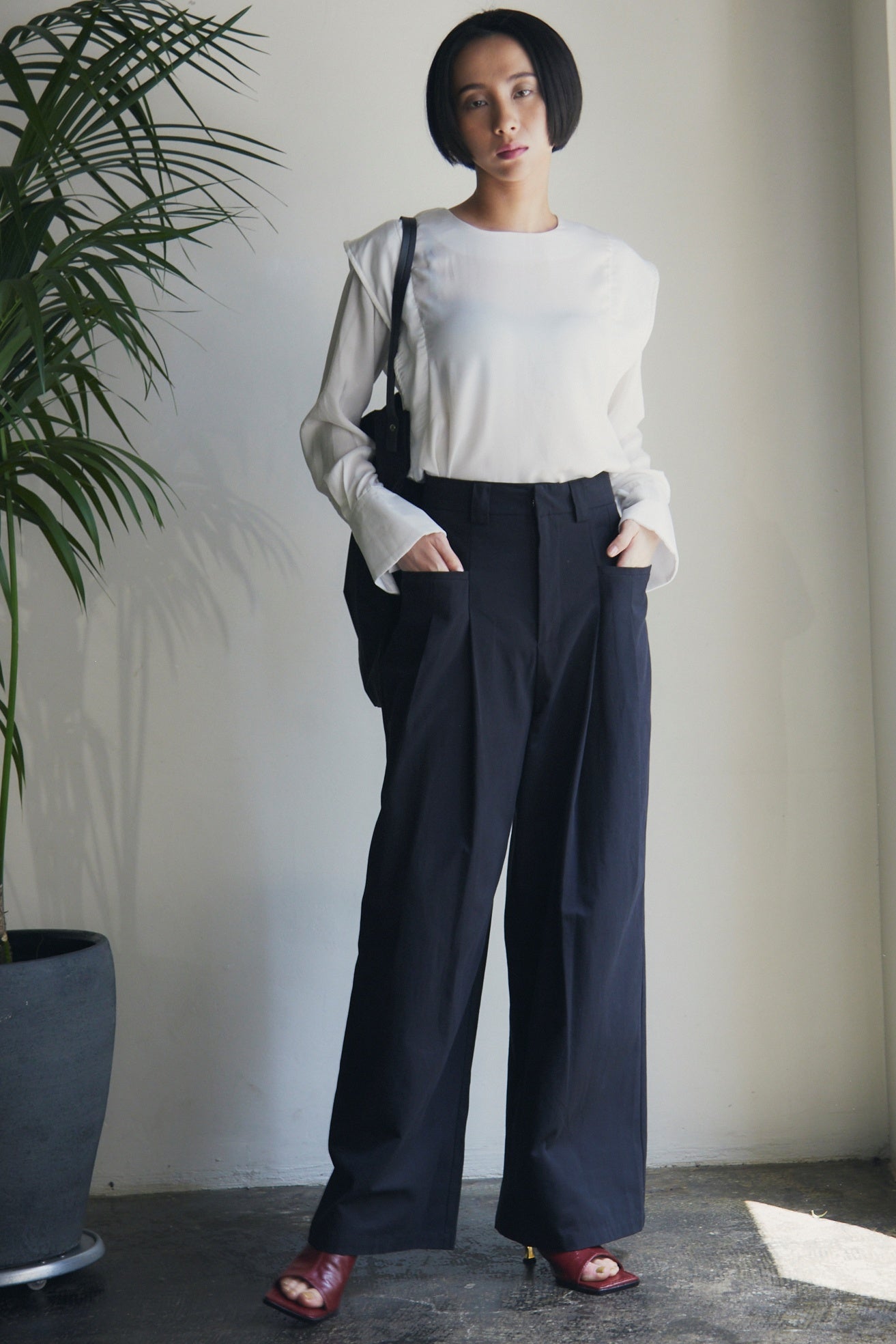 【即納】Front Tuck Wide Leg Pants_HL9702/LCHK