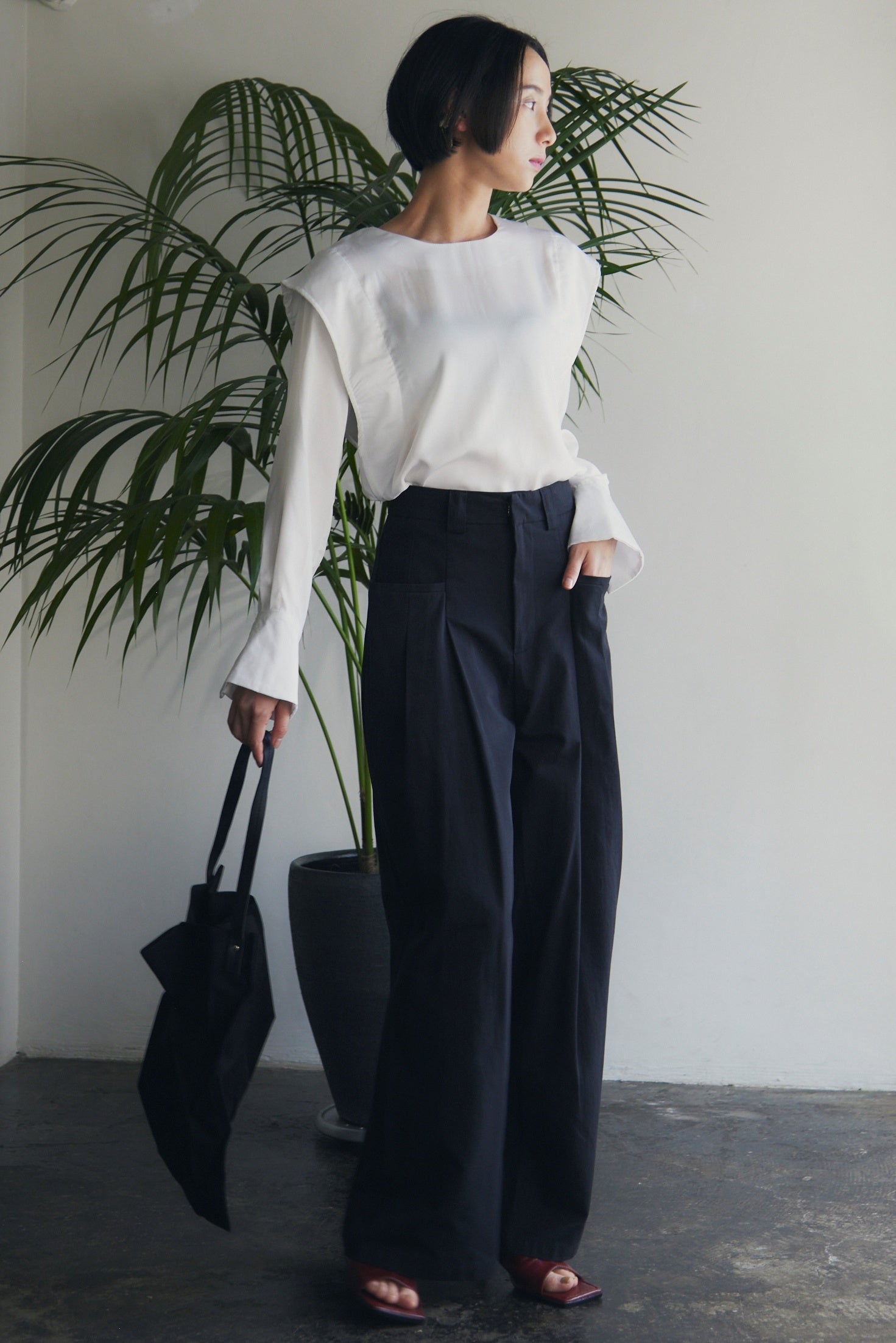 【即納】Front Tuck Wide Leg Pants_HL9702/LCHK