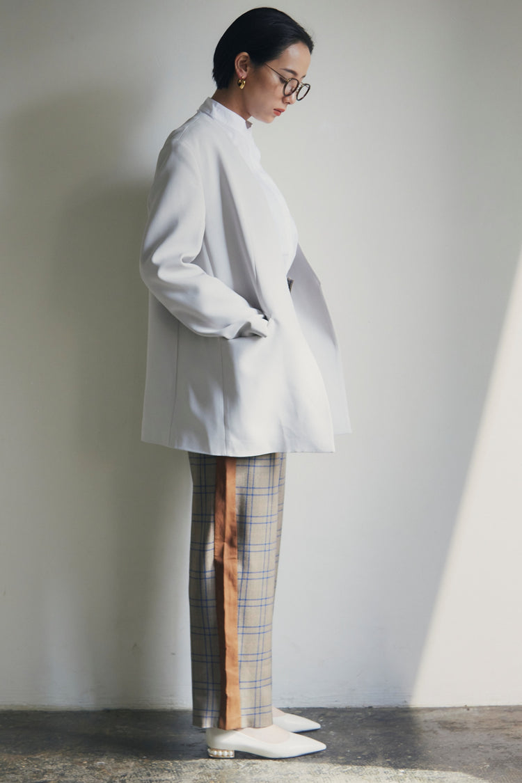 Stitched Leather Check High Waist Pants_LCHK/5220