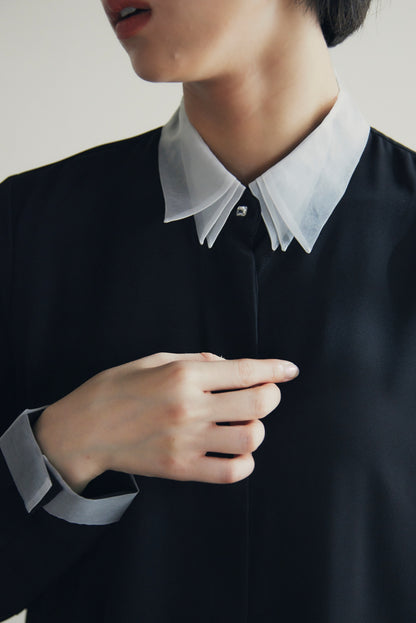 Chiffon collar long blouse 9339